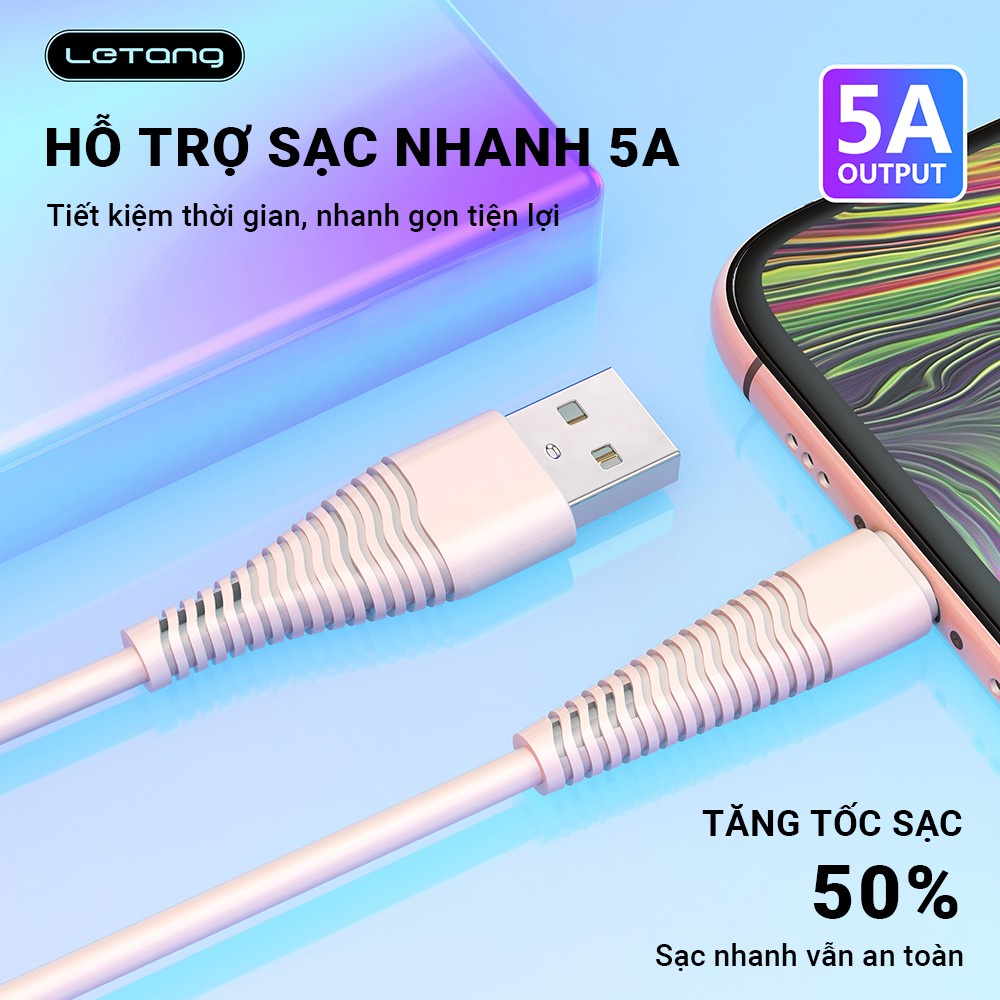 Cáp sạc nhanh Type-C/Micro/Lightning LeTang,hỗ trợ sạc nhanh gấp 2 lần sạc thường