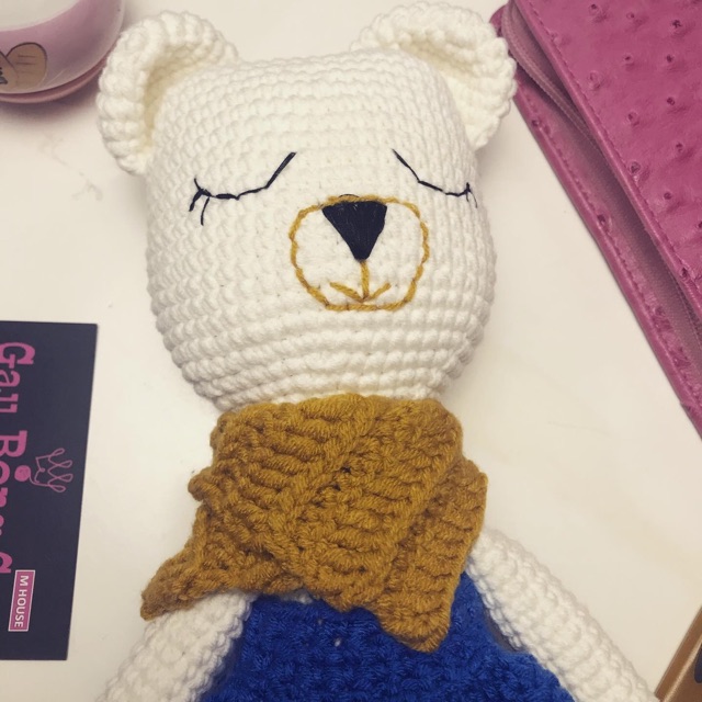 Gấu bông len - gấu cho bé trai - quà tặng cho bé - quà tặng handmade - gấu bông bằng len