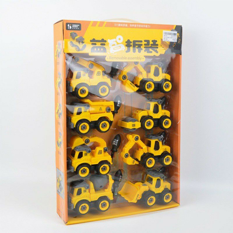 Sét 8 xe công trình đẩy đà nhựa cao cấp(máy xúc-xe lu-máy khoan-xúc lật-xe cẩu-xe ben-máy múc-xe trộn bê tông)