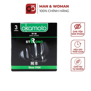 Bao cao su Okamoto Strong Kéo Dài Thời Gian không sử dụng thuốc Hộp 3 cái CON322