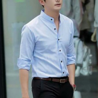 Áo sơ mi hàn quốc đẹp công sở dài tay áo kiểu nam Áo sơ mi cổ Trụ Cổ tàu đẹp LSM0019
