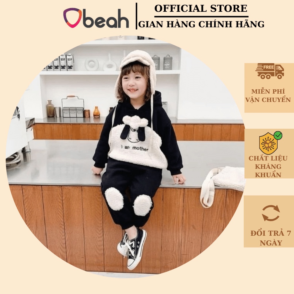 Bộ thu đông cho bé OBEAH chất liệu lông cừu hàng vnxk size 8 25kg