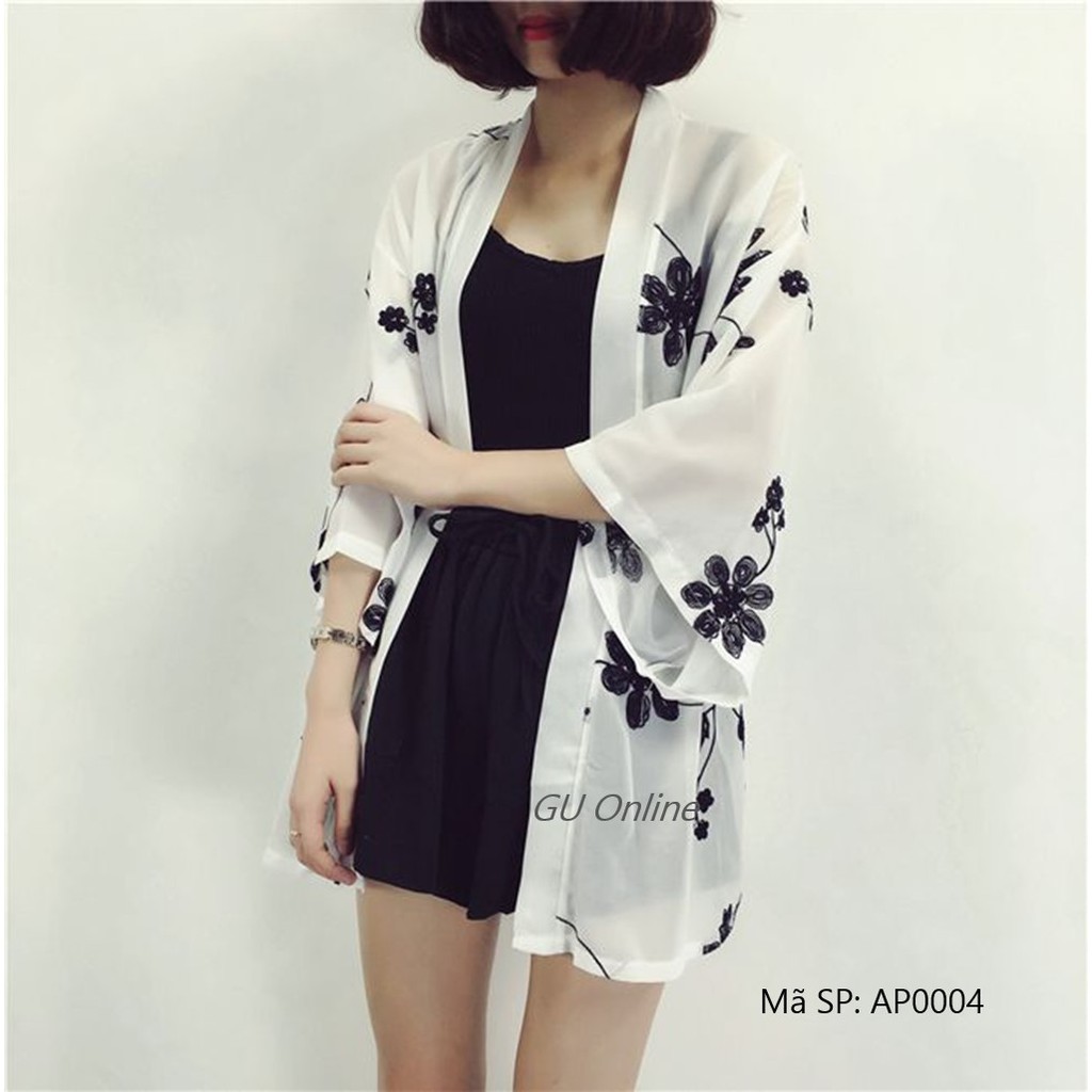 Áo Kimono thêu hoa xinh (sẵn hàng)