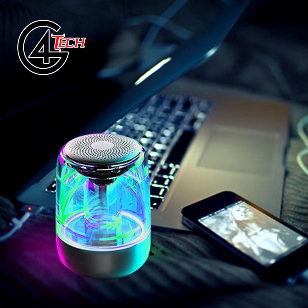 Loa bluetooth mini trong suốt Yayusi C7 âm thành vòm 6D âm bass trầm led RGB, Loa xách tay Speaker, loa A2DP SC208