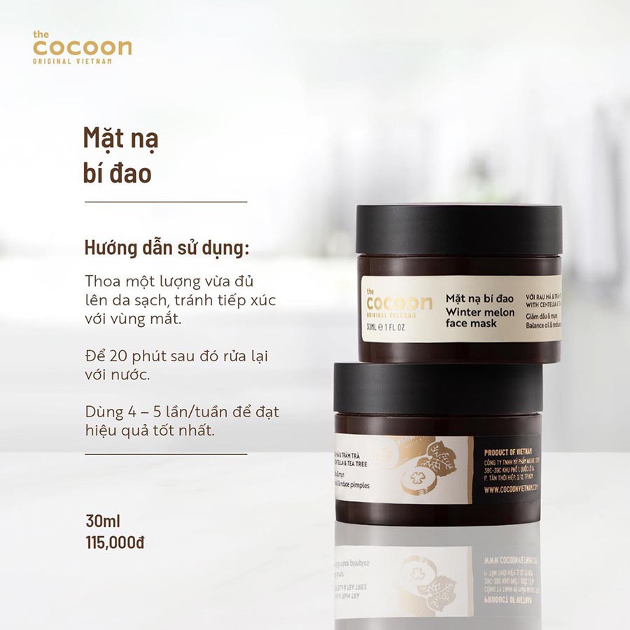 Mặt Nạ Bí Đao Cocoon 30ml Winter Melon Face Mask With Centella & Tea Tree - Begu