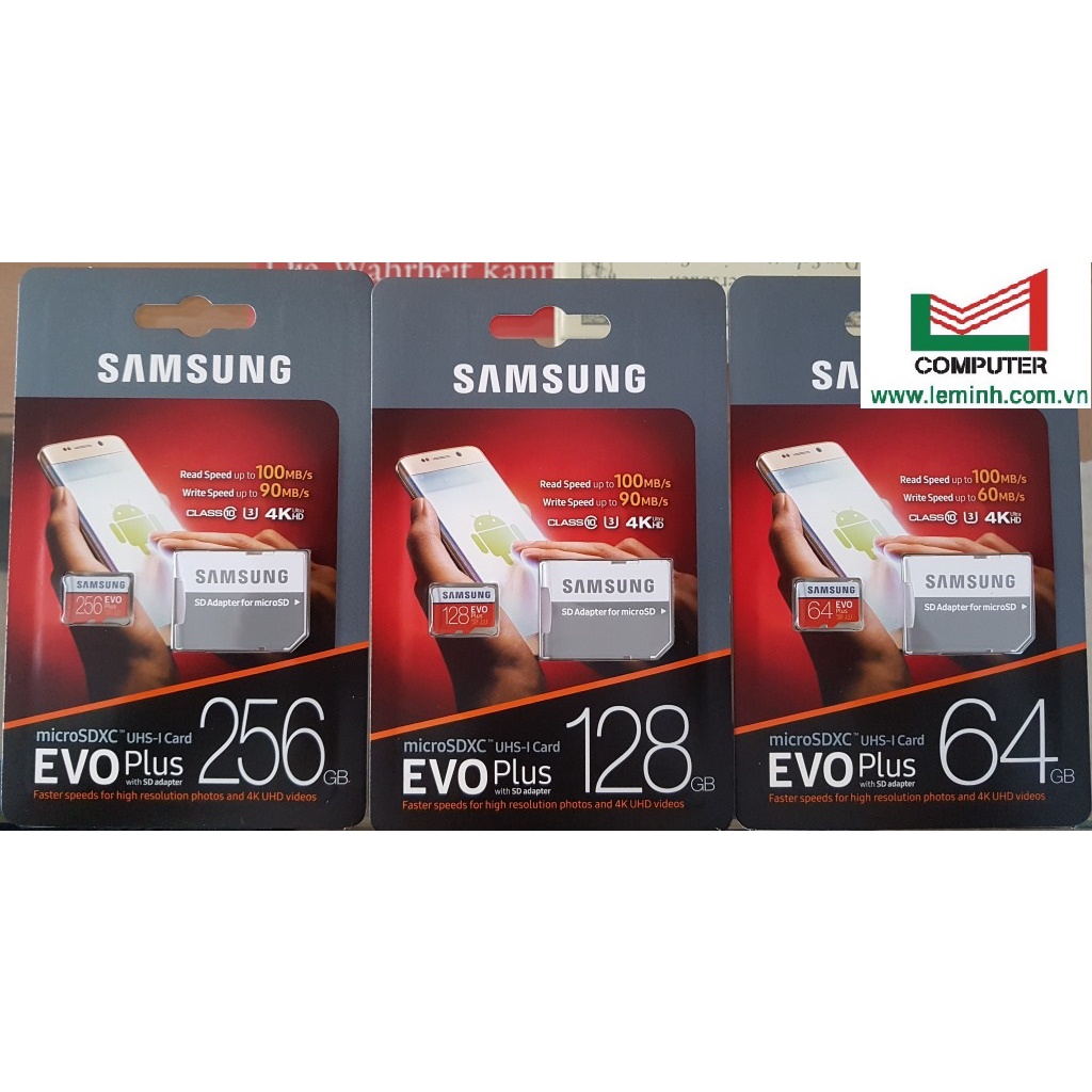 Thẻ nhớ MicroSD SAMSUNG EVO Plus Box Class10 16GB 32GB 64GB 128GB 256GB