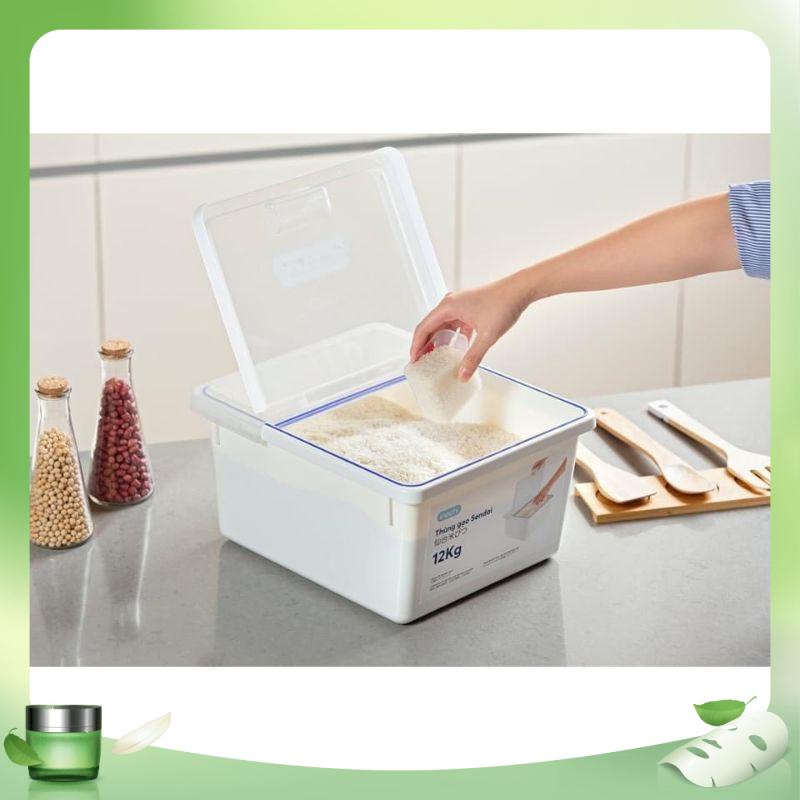 Thùng đựng gạo SENDAI INOCHI 12KG (kèm cốc đong)