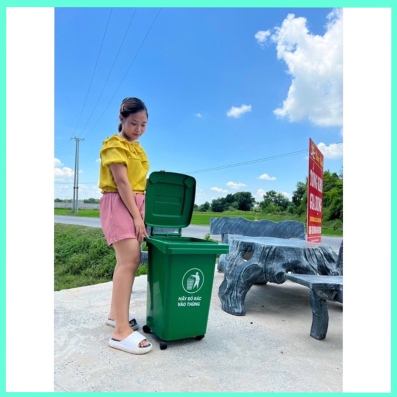 THÙNG RÁC XANH CÔNG CỘNG 60L - 4 BÁNH XE