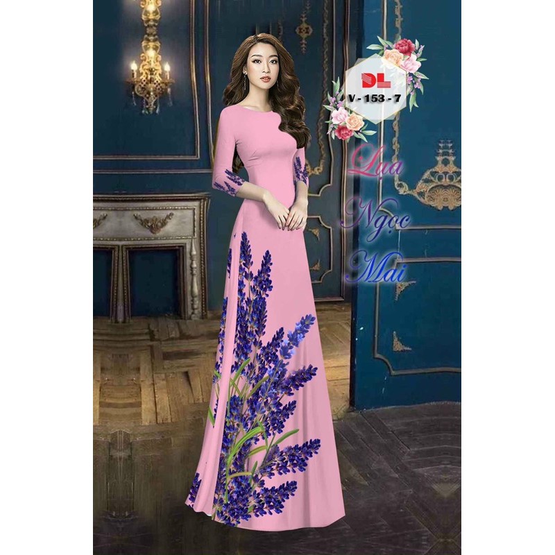 Vải áo dài hoa lavender