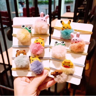 Dây buộc tóc cục bông động vật cute