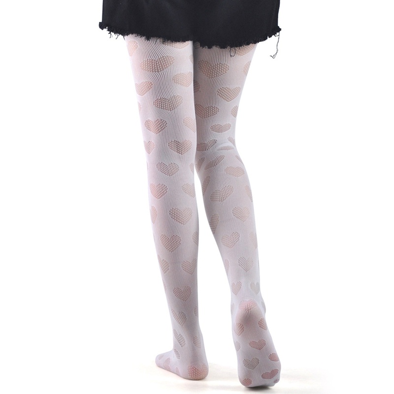 Youyo Quần Tất Lưới Jacquard Họa Tiết Trái Tim Phong Cách Gothic Punk Harajuku Gợi Cảm Cho Nữ Le