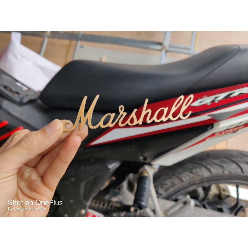 logo marshall chất liệu aluminium 0.1