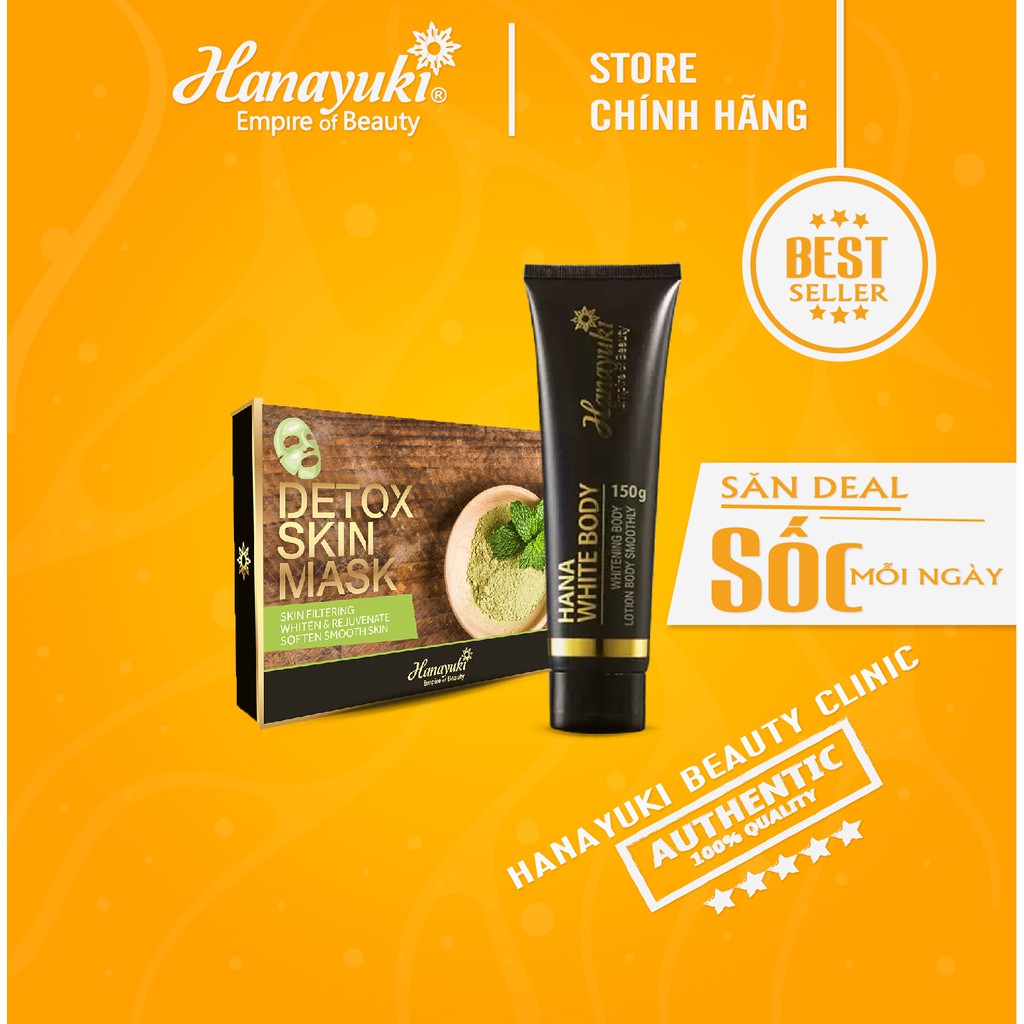 Combo Dưỡng Toàn Thân Hana White Body &amp; Detox Skin Mask Hanayuki Chính Hãng100%- Hanayuki Asia