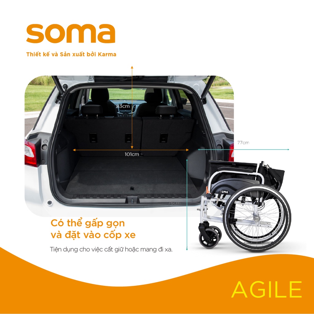 Xe Lăn AGILE Bản Nâng Cấp bổ sung thêm các chức năng an toàn, tiện dụng