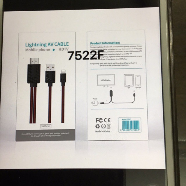 HN03.5 Dây chuyển đổi HDMI của iphone lên TV 7522F