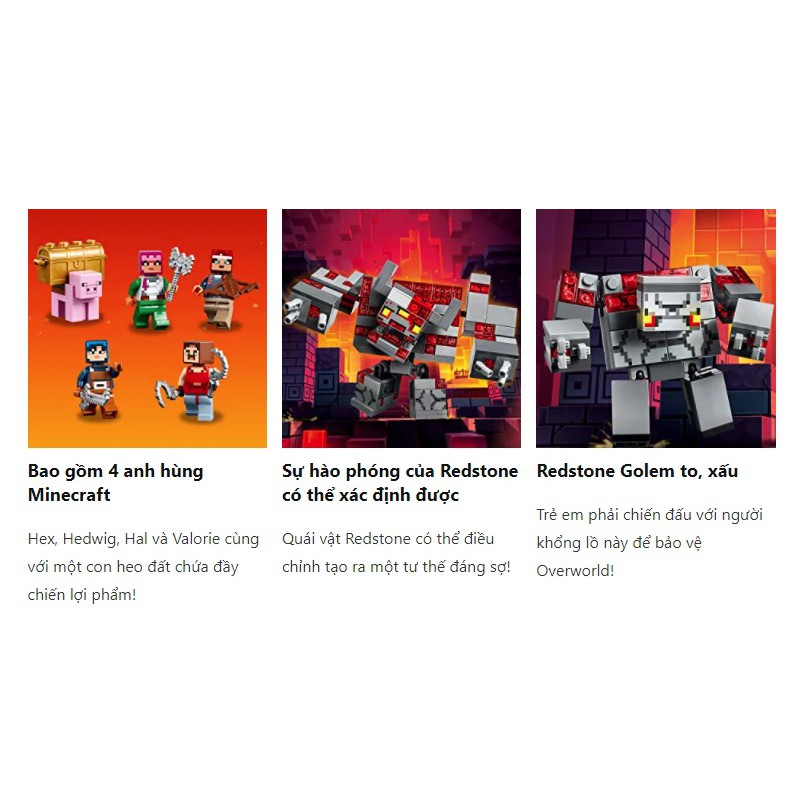 💎LEGO minecraft nhập Mỹ 21163 – Đại Chiến Đá Đỏ cực hay