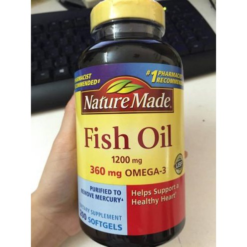 [Sale ] Viên Uống Dầu Cá Omega 3 Nature Made Fish oil 1200mg Hộp 200 Viên - Chính Hãng 100%