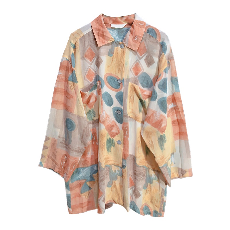 Áo Sơ Mi Tay Dài In Hoa Kiểu Retro Nhật Bản Dễ Thương Cho Nữ