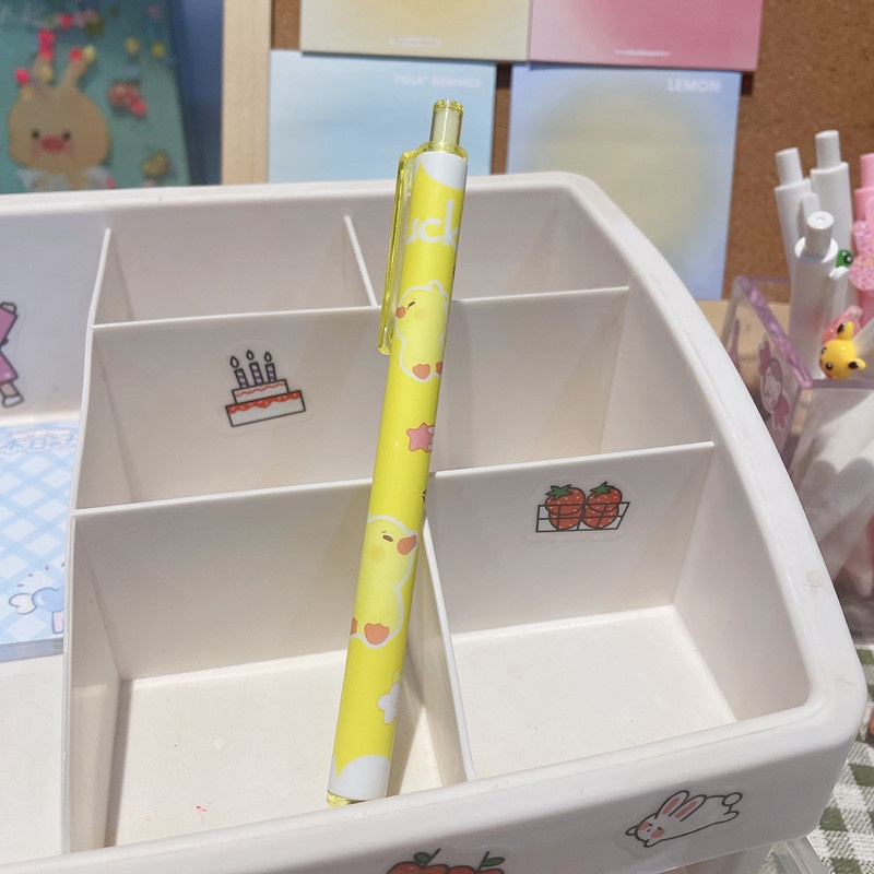 Bộ 6 Bút Mực Đen Ngòi 0.5 Inch Hình Vịt Vàng Đáng Yêu