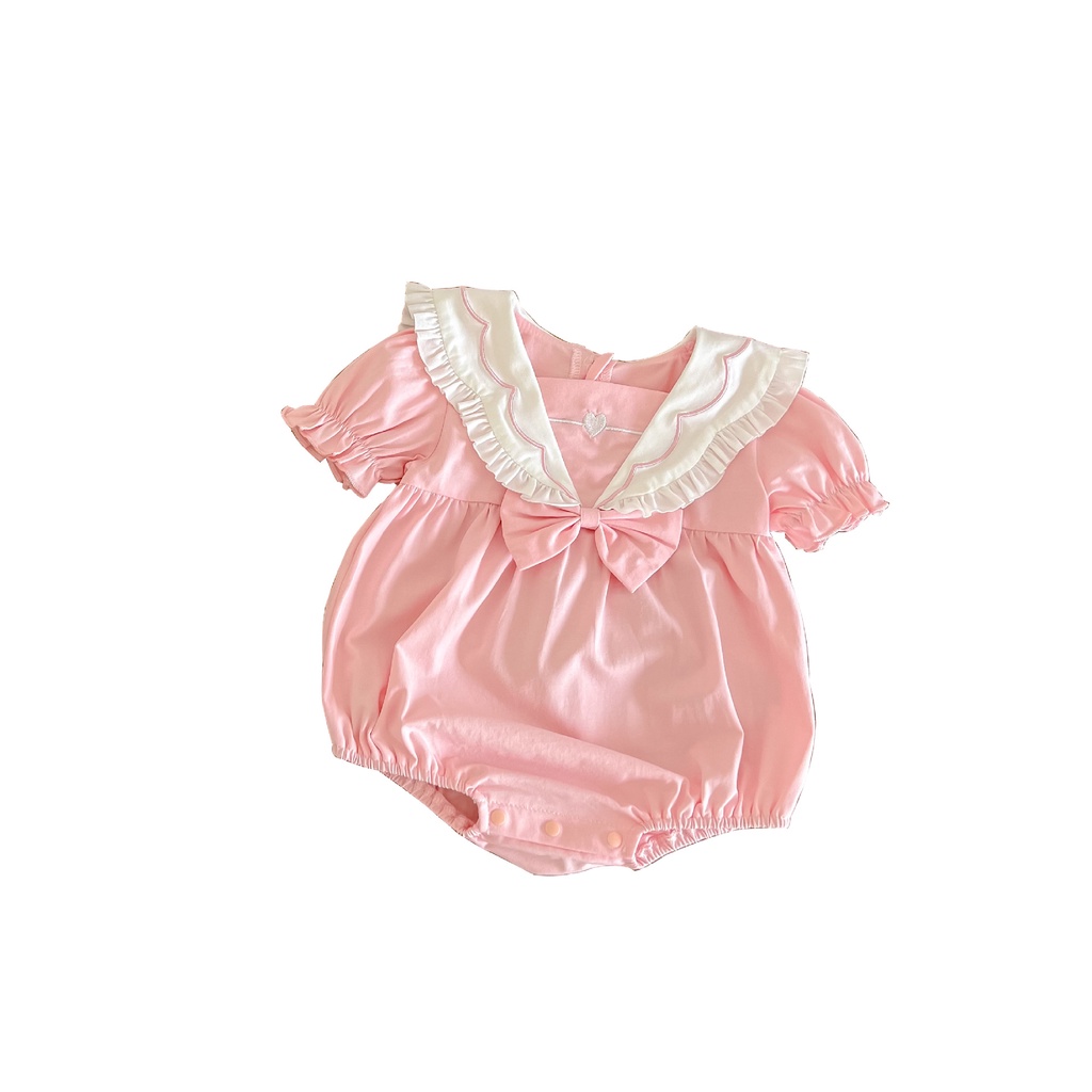 Áo Liền Quần Bằng Cotton Tay Ngắn Thời Trang Mùa Hè 2023 Dành Cho Bé Gái