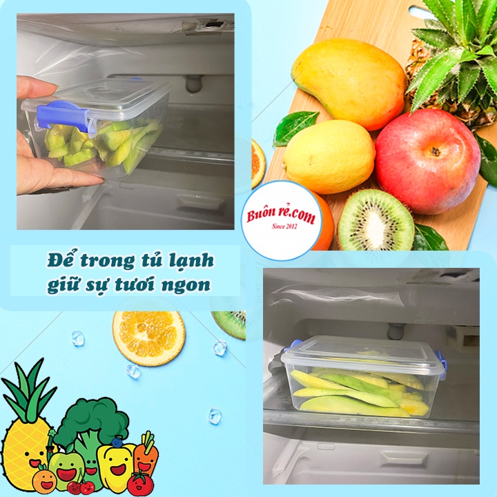 Bộ 3 hộp nhựa chữ nhật đựng thực phẩm Việt Nhật (MS:6695), Hộp bảo quản thức ăn tiện lợi, an toàn –br 01593