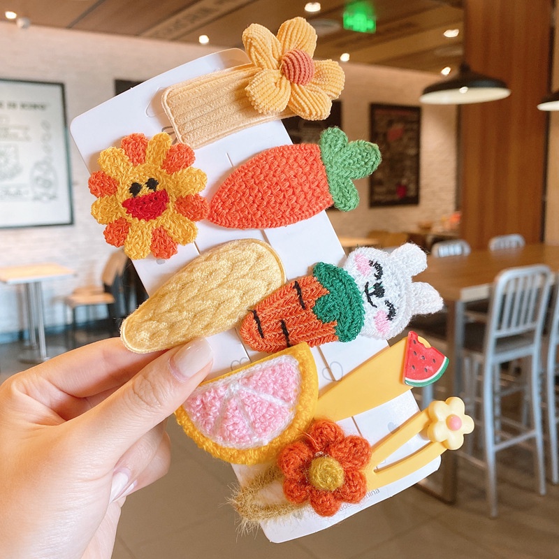 Bộ Kẹp Tóc Đính Nơ Và Hoa Bằng Lông Nhung Dễ Thương Xinh Xắn Dành Cho Bé Gái