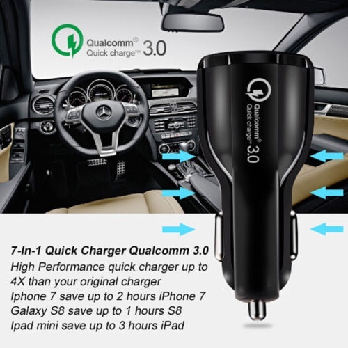 Củ sạc nhanh 2 cổng USB Qualcomm QC 3.0 cho xe hơi
