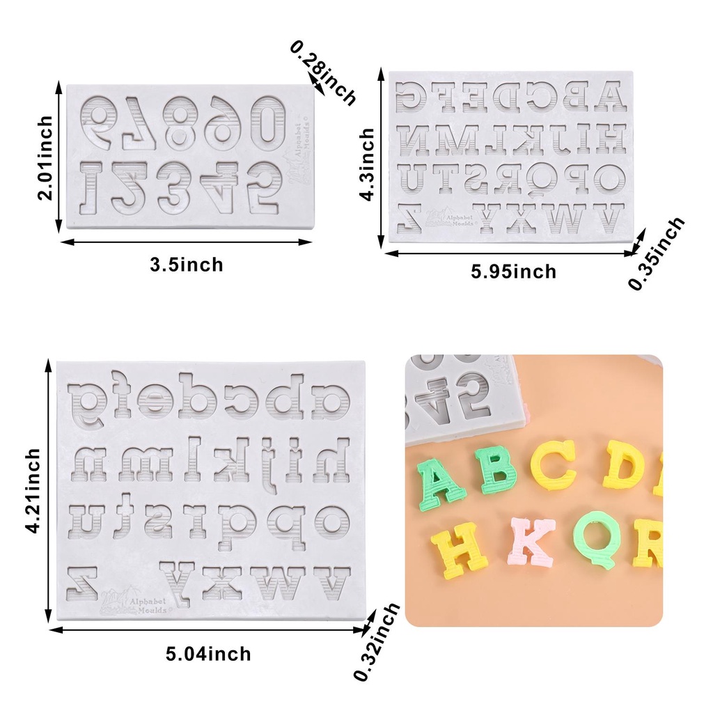 Set 4 Khuôn Silicone Làm Bánh 4 Ngăn Hình Chữ Happy Birthday
