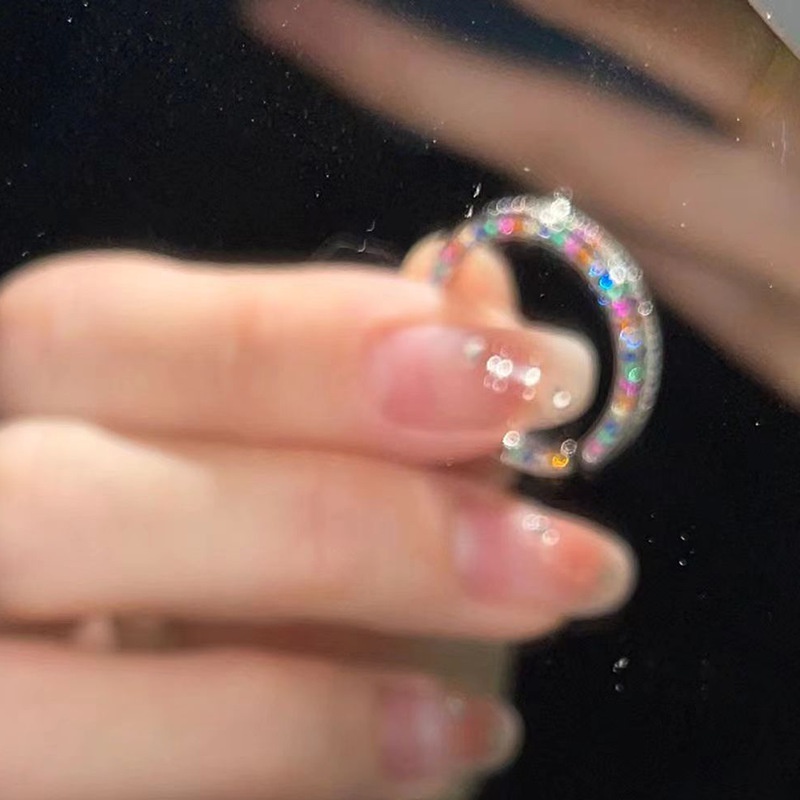Nhẫn Hở Đính Đá Zircon Màu Cầu Vồng Sang Trọng Thời Trang Cho Nữ