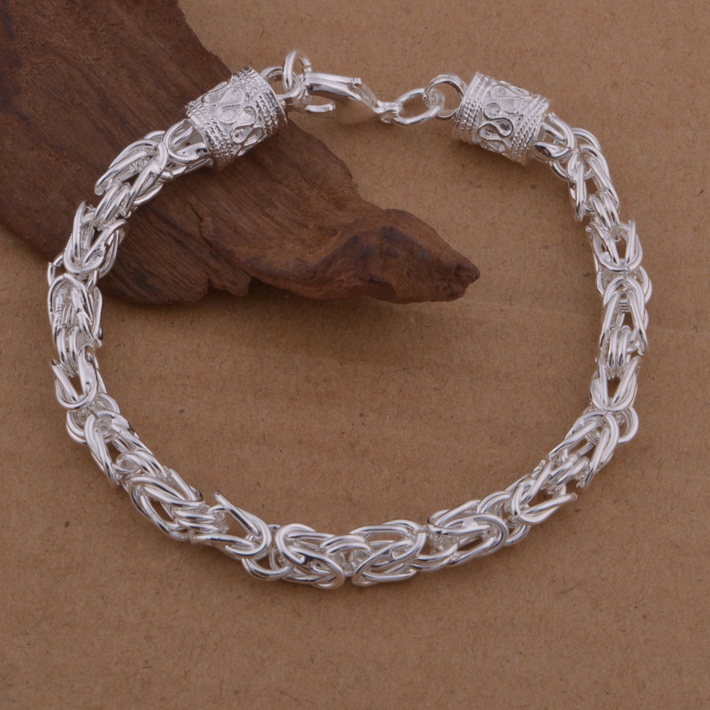Vòng tay bạc Sterling - Mạ 925 unisex - Phong cách Hiphop đường phố
