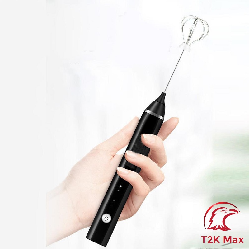 Máy Đánh Trứng 3 Cấp Độ, Trộn Bột Và Tạo Bọt Cafe Sử Dụng Pin Sạc Cao Cấp - T2K Max