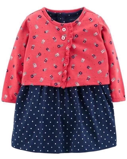 Set đầm kèm chip + áo khoác lửng cho bé gái