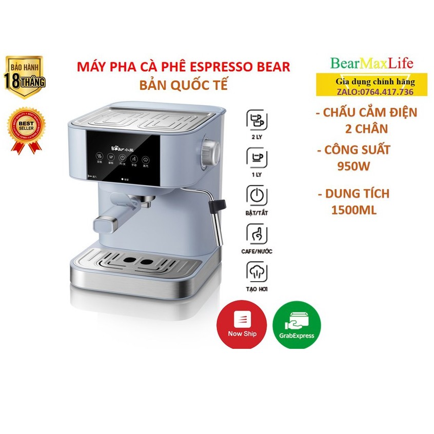 Máy Pha Cà Phê Mini, Cafe, Espresso, Tự Động Tạo Bọt Sữa Bear Bản Quốc Tế BH 18 Tháng 1 Đổi 1 Trong 30 Ngày