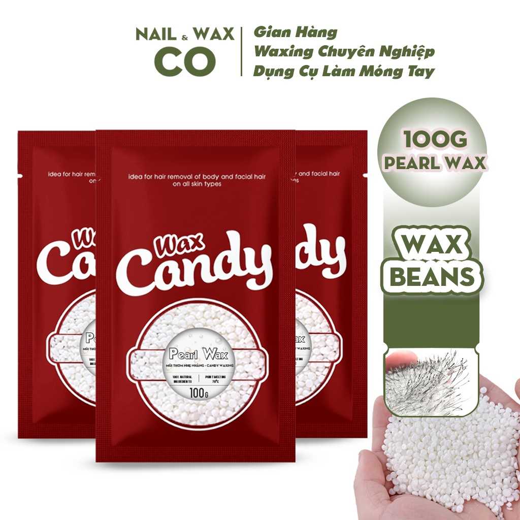 Sáp wax lông hard wax bean CANDYWAX trong suốt dừa dẻo wax lông thơm 100gram