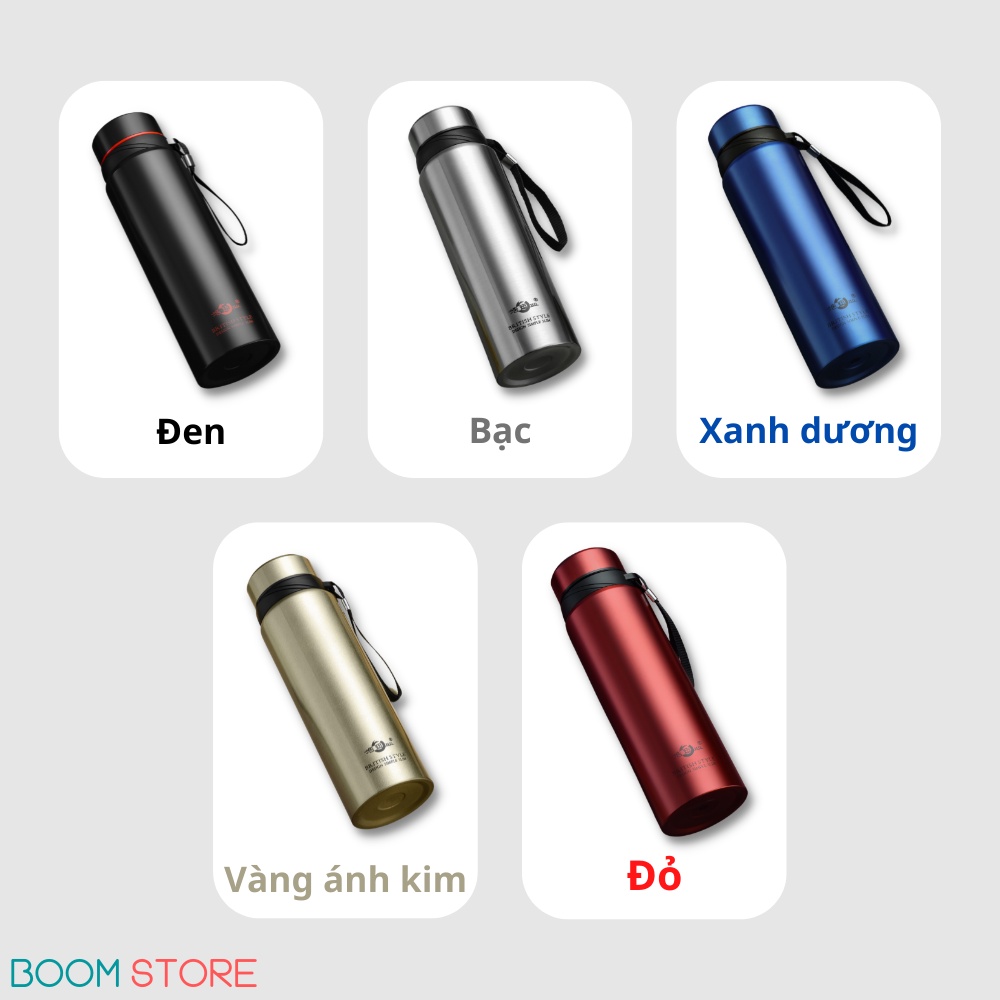 Bình giữ nhiệt 1000ml đẹp INOX 304 cao cấp, bình đựng nước giữ nhiệt thể thao Boom Store