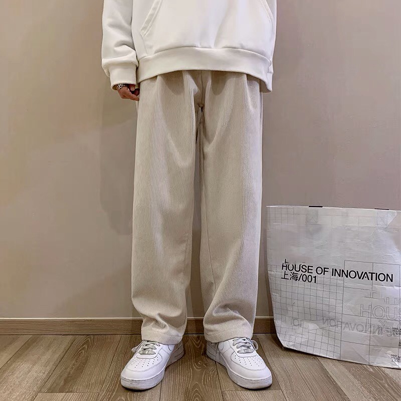 Quần Ống Rộng Baggy Kaki Nhung Tăm Nam Nữ Vintage phong cách thời trang 1900 Ulzzang Unisex