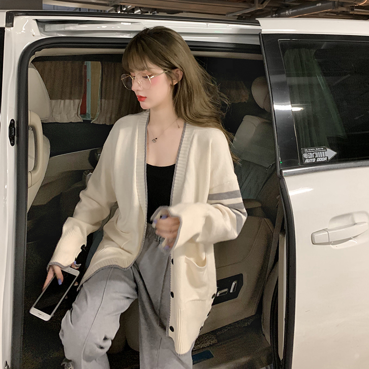 Xiaozhainv Áo khoác cardigan dài tay cổ V thời trang Hàn Quốc cho nữ | BigBuy360 - bigbuy360.vn