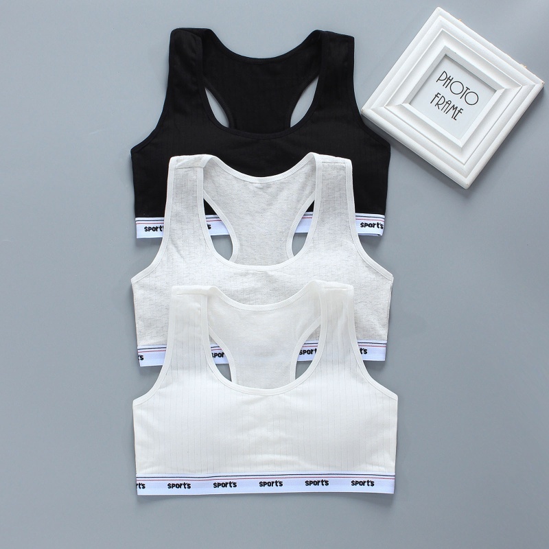 Haha Áo Ngực Thể Thao Có Đệm Nâng Ngực Màu Trơn In Chữ Racerback Dành Cho Tuổi Teen Nữ