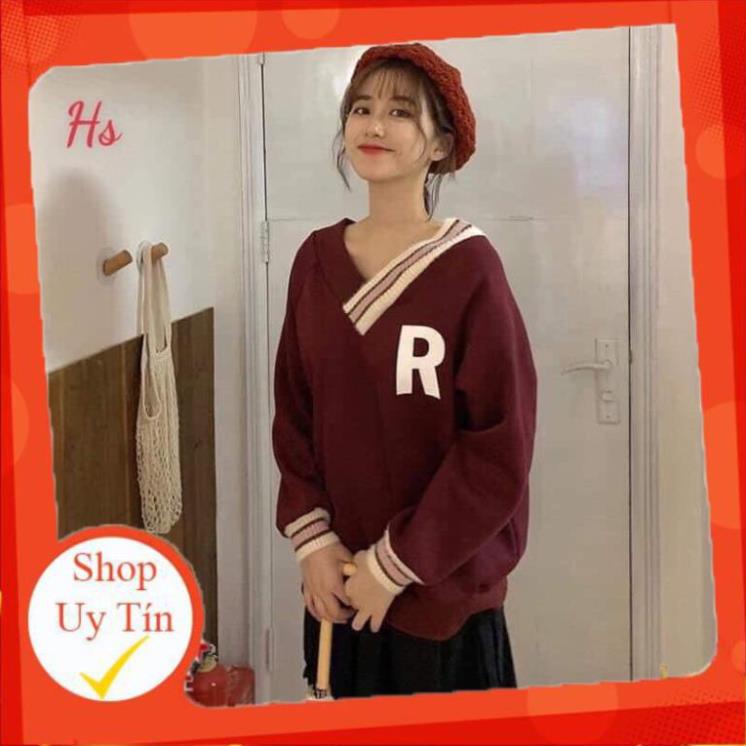 [HOT TREND] -  Áo Nỉ Nữ Dài Tay In Chữ Dáng Rộng 3 Màu -  Cổ V FreeSize G030 | BigBuy360 - bigbuy360.vn