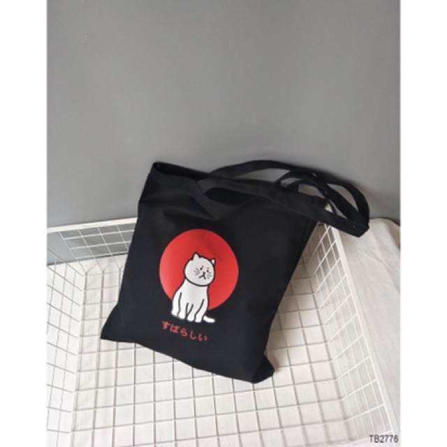 Túi Tote Vải Canvas Mèo