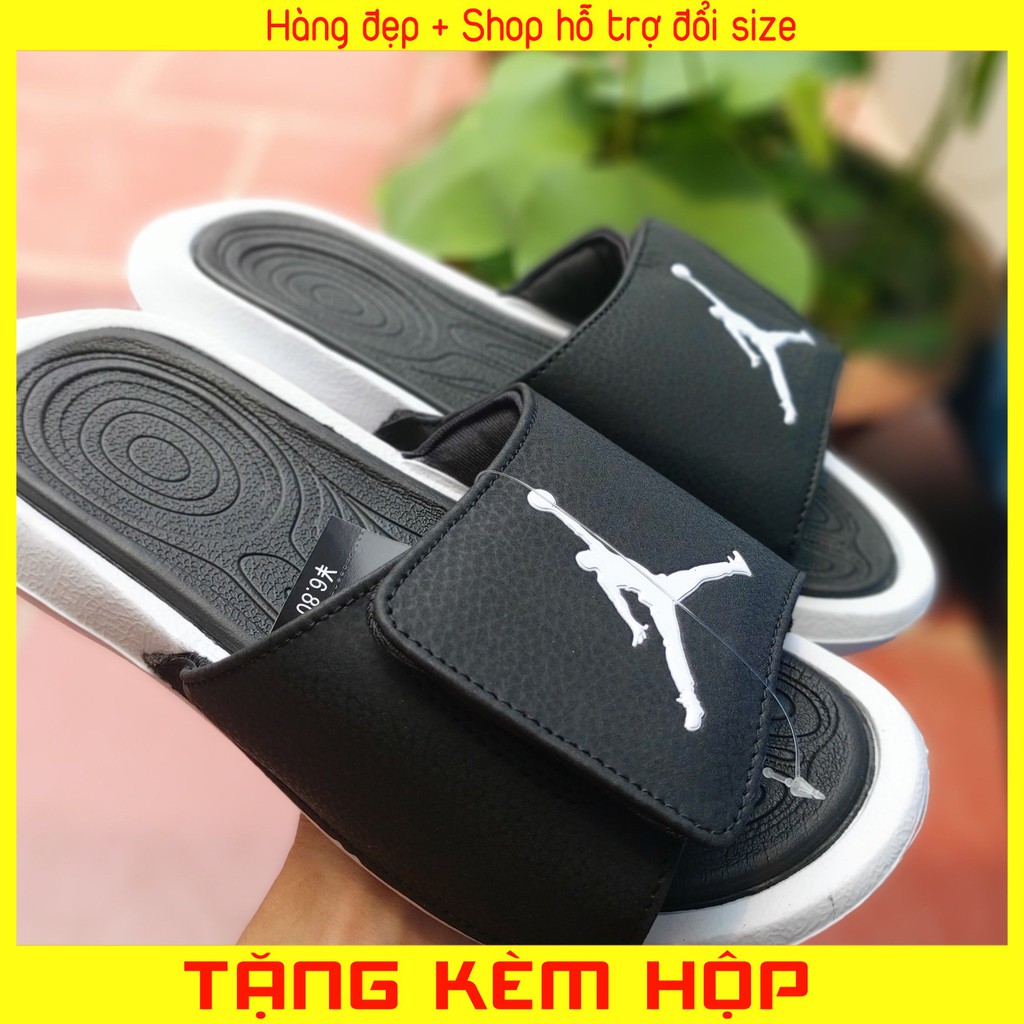 [Tặng hộp + FREESHIP] Dép Jordan Hydro Quai Ngang Bóng Rổ Đen Trắng  Dép Quai Ngang Hydro Jd6 Nam Nữ Có Tem Mác Đầy Đủ