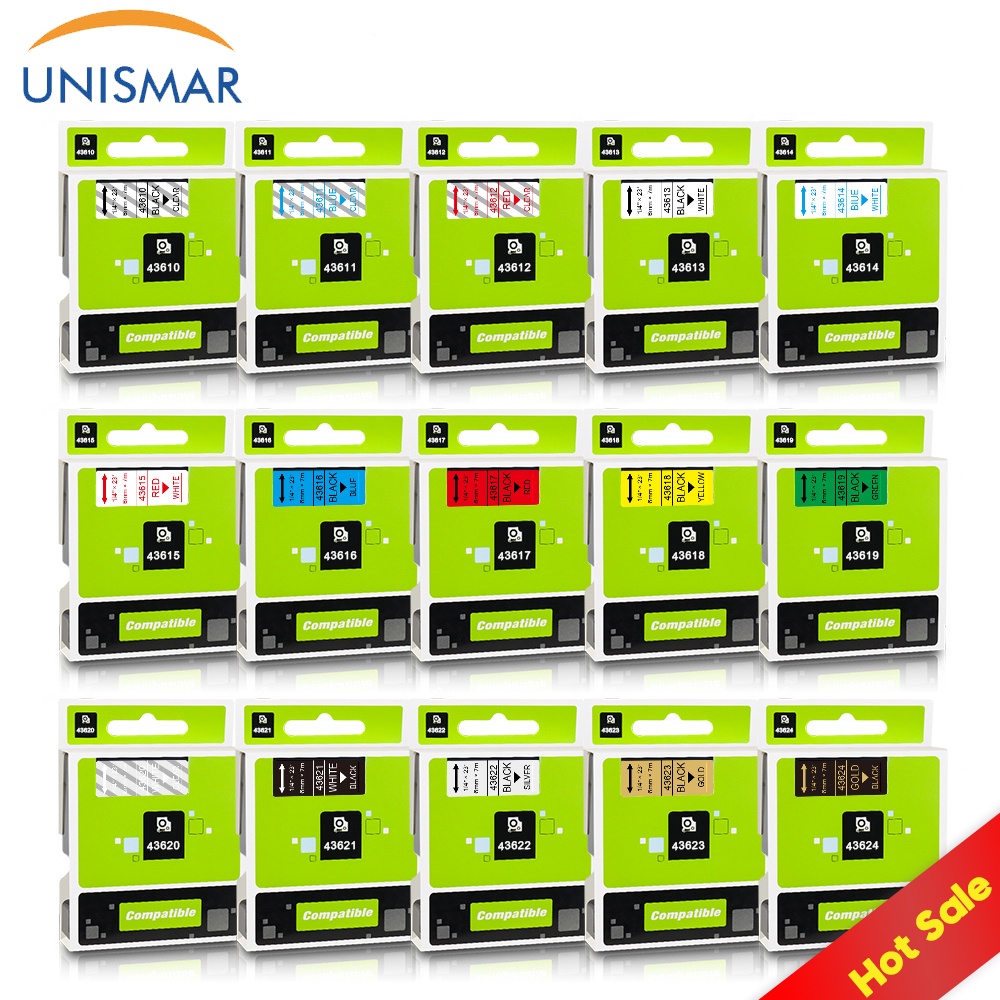 Cuộn Băng Dính Nhãn DYMO D1 6mm 43613 43618 43621 43621 DYMO LabelManager PC II PnP 160 280 360D 420P 450 LabelPoint 100 150