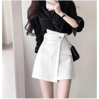 [ Mẫu mới] Chân váy chữ A cạp lệch viền chỉ - Chân váy ngắn công sở siêu sang chảnh