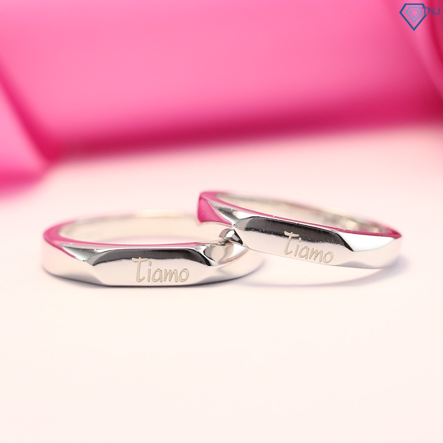 Nhẫn bạc đôi Tiamo trơn khắc tên theo yêu cầu ND0344 Trang Sức TNJ