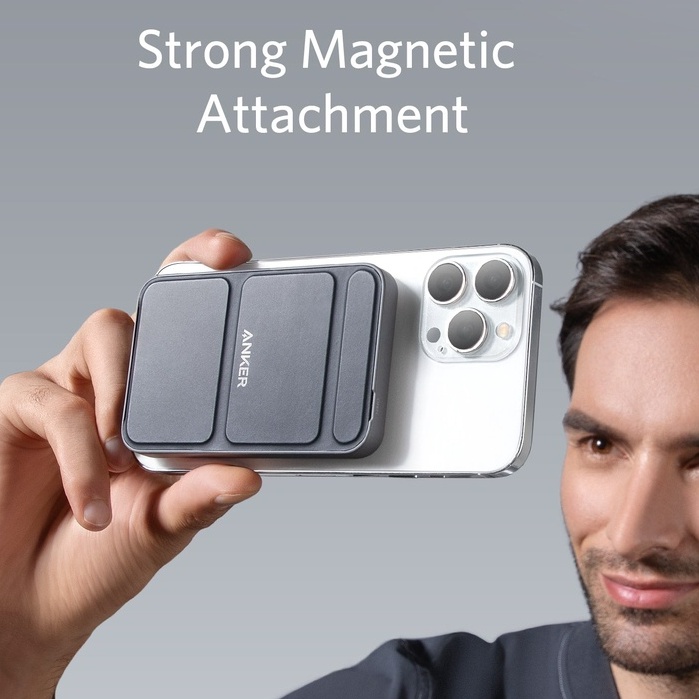 Sạc dự phòng Anker 5000mAh MagGo 622 Magnetic Battery Từ Tính Không Dây Hít Lưng  - Mã A1611 Chân Gập Đế đứng
