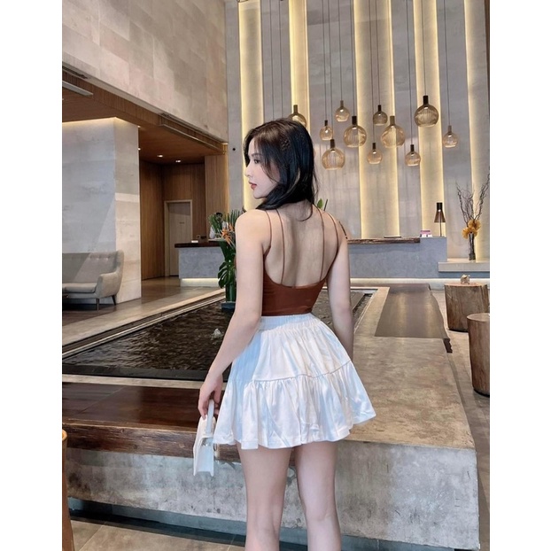 [FREESHIP - HÌNH THẬT] Áo croptop thun lụa dây bún mặc được nhiều kiểu nhiều màu