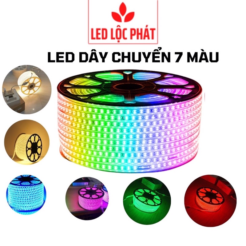 Dây led đổi màu, đèn led dây trag trí kín nước 220v khiển sáng ic sáng và remote