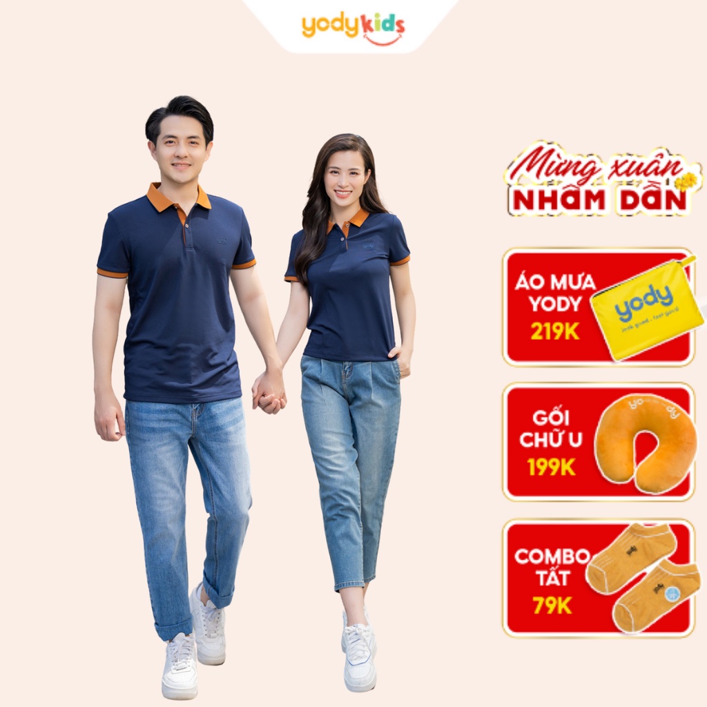 Combo 2 áo polo YODY người lớn chất liệu cafe phối nẹp APM3635 và APN3700