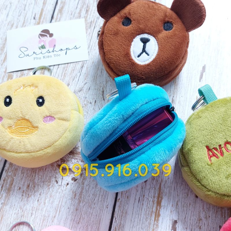 Móc Khóa Thú Bông Hình Tròn, Móc Khóa Gấu Bông