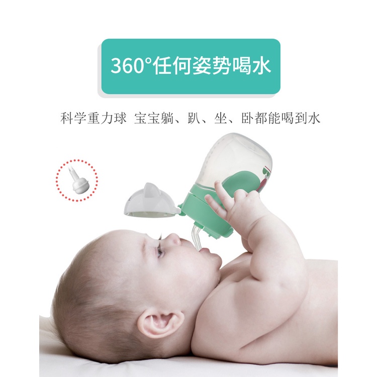 Bình Uống Nước 270ml Có Ống Hút Thiết Kế Hoạt Hình Chống Rơi Cho Trẻ Em